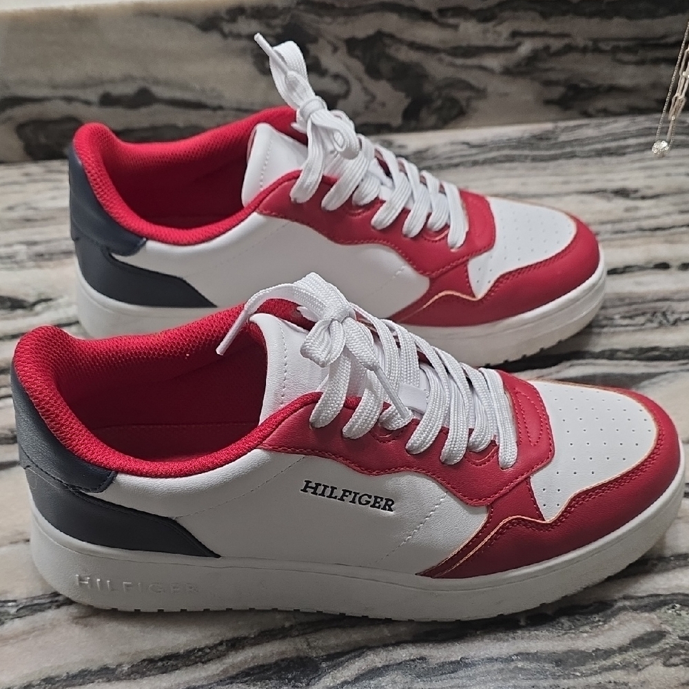 Tommy Hilfiger White Red Navy Women’s Athletic Sneakers